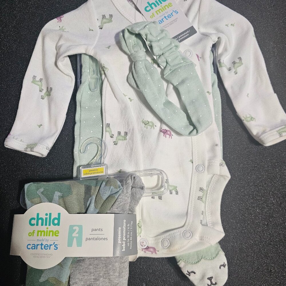 Child of Mine Carter's Preemie Pants, Onesie with Pants and Headband
